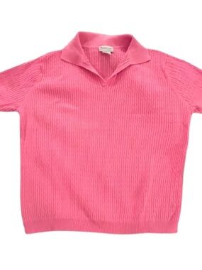Crystal Kobe- Pink Cable Knit Polo Sweater. Size: Large